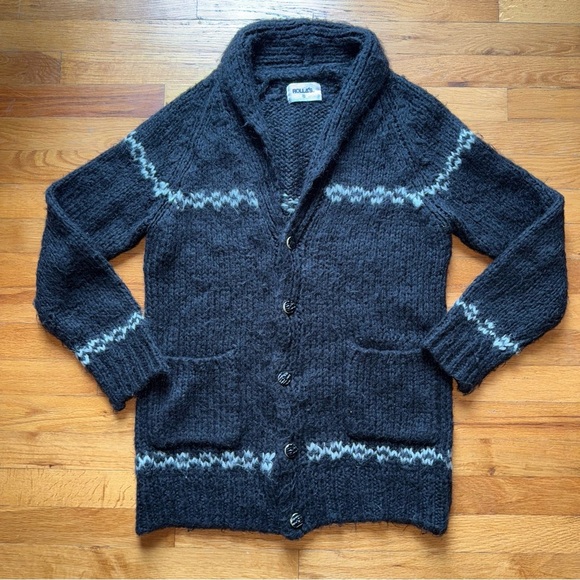 ROLLAS Mohair Knit Beach Cardigan Worn Black Small - Picture 2 of 6